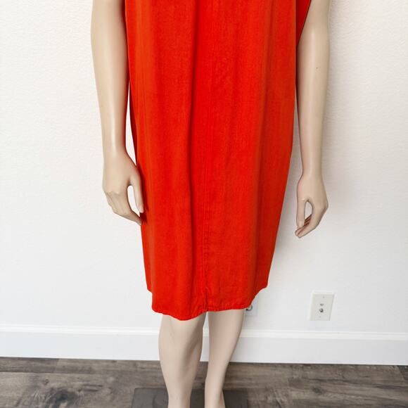 [Old Navy] Orange V-Neck Cap Sleeve Oversized Cocoon Mini Dress Size Large L - Picture 5 of 10